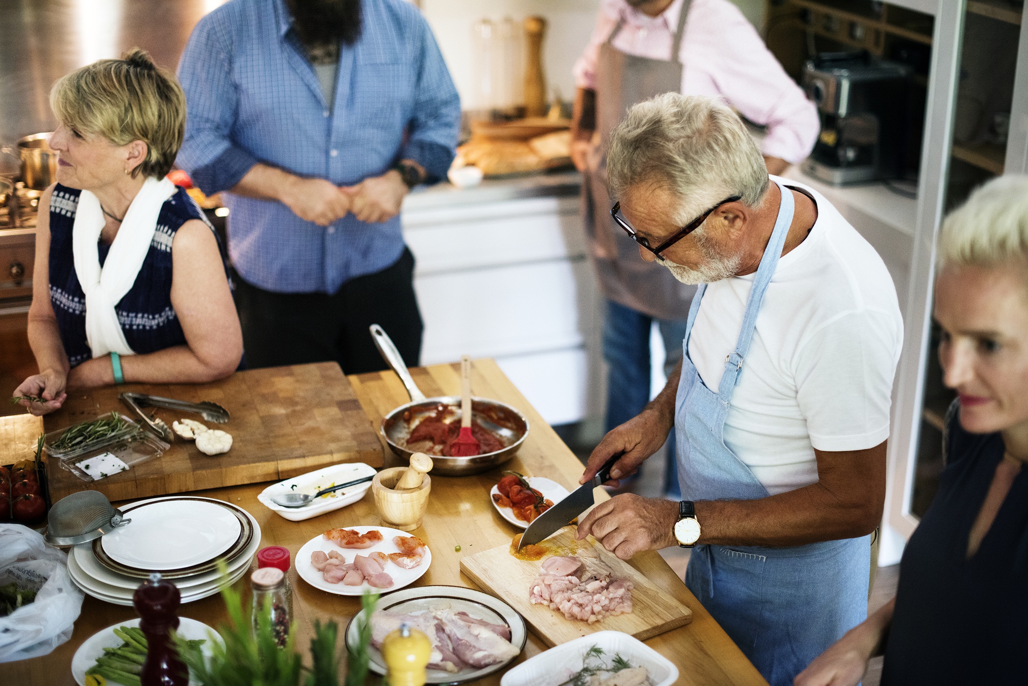 Group tasting at communal table